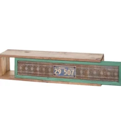 BERLINLODGE Wandregal HxBxT 65x16x13cm| Tanne Holz massiv Vintage Patchwork Hängeregal Regal