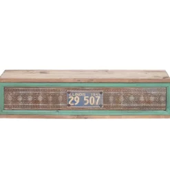 BERLINLODGE Wandregal HxBxT 65x16x13cm| Tanne Holz massiv Vintage Patchwork Hängeregal Regal