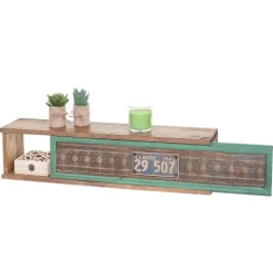 BERLINLODGE Wandregal HxBxT 65x16x13cm| Tanne Holz massiv Vintage Patchwork Hängeregal Regal