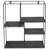 BERLINLODGE Wandregal rechteckig HxBxT 51x40x11cm 4 Regalböden Metall Massiv-Holz Industrial Dunkelgrau| Hängeregal Schweberegal Regal