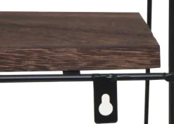 BERLINLODGE Wandregal rund HxBxT 45x45x11cm 4 Regalböden Metall Massiv-Holz Industrial Dunkelbraun| Hängeregal Schweberegal Regal