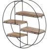 BERLINLODGE Wandregal rund HxBxT 45x45x11cm 4 Regalböden Metall Massiv-Holz Industrial Natur| Hängeregal Schweberegal Regal