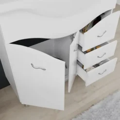 Bodenstehendes Badmöbel Set mit Hängeschrank, glänzend weiß | Easy