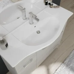 Bodenstehends Badmöbelset mit Beleuchtung und Hängeschrank, 106 cm | Rimini
