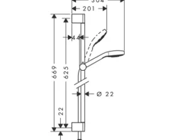 Brausegarnitur hansgrohe Croma Select S Vario Unica 26562400 Brauenstangenlänge 65 cm