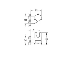 Brausehalter Grohe Quickfix Vitalio Universal chrom 26183001