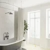 Burschberg Duschvorhangstange Oval Ø 10 mm 75 x 170 x 75 cm mit Deckenhalter 50 cm edelstahl gebürstet matt