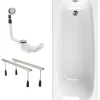 Calmwaters® Badewannen-Set 180x80 cm Original, Made in EU, 3in1 Acryl-Badewanne mit Wannenfüßen & Ablaufgarnitur, ergonomische Körperform-Wanne komplett Set, 180 x 80 cm, Weiß, 99000343