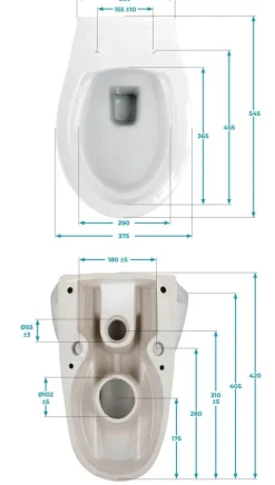 Calmwaters® Erhöhtes Wand WC spülrandlos Modern Plus mit Toilettendeckel, + 6 cm Erhöhung, inklusive abnehmbarem WC Sitz mit Absenkautomatik und Schnellbefestigung, Tiefspüler, Weiß, 08AB5815