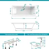 Calmwaters® Rechteck Badewannen-Set 170x75 cm mit Wannenfüßen & Ablaufgarnitur, Acrylwanne Modern Select, Körperformwanne, Set Badewanne komplett, 170 x 75 cm, Weiß, 99000293