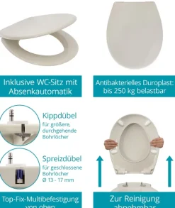 Calmwaters® Spülrandloses Hänge WC als Tiefspül WC im Komplett-Set mit Toilettendeckel mit Absenkautomatik in Pergamon Take-Off, 99000192