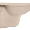 Calmwaters® Spülrandloses Hänge WC, Tiefspül WC aus Keramik, Komplettset mit WC Sitz mit Absenkautomatik in Beige-Bahamabeige, Waagerechter Abgang, WC Sitz aus antibakteriellem Duroplast, 99000190