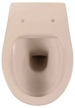 Calmwaters® Spülrandloses Hänge WC, Tiefspül WC aus Keramik, Komplettset mit WC Sitz mit Absenkautomatik in Beige-Bahamabeige, Waagerechter Abgang, WC Sitz aus antibakteriellem Duroplast, 99000190