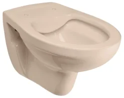 Calmwaters® Spülrandloses Hänge WC, Tiefspül WC aus Keramik, Komplettset mit WC Sitz mit Absenkautomatik in Beige-Bahamabeige, Waagerechter Abgang, WC Sitz aus antibakteriellem Duroplast, 99000190