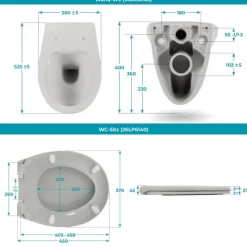 Calmwaters® Spülrandloses Wand WC im Set in Manhattan-Grau, Tiefspüler mit WC Sitz aus Urea-Duroplast mit Absenkautomatik, 99000191