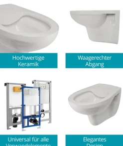 Calmwaters® Spülrandloses Wand WC im Set in Manhattan-Grau, Tiefspüler mit WC Sitz aus Urea-Duroplast mit Absenkautomatik, 99000191