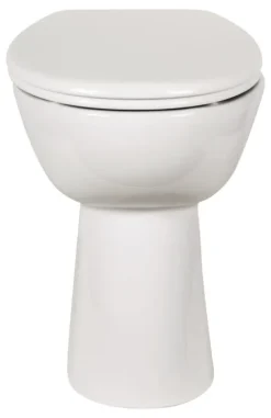 Calmwaters® Spülrandloses WC Komplettset Elements Wellness mit Toilettendeckel, erhöhtes Stand WC + 7 cm, abnehmbarer WC-Sitz mit Absenkautomatik & Schnellbefestigung, Tiefspüler, Weiß, 07AB3134