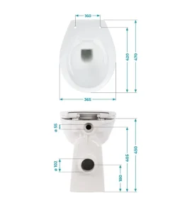 Calmwaters® Spülrandloses WC Komplettset Elements Wellness mit Toilettendeckel, erhöhtes Stand WC + 7 cm, abnehmbarer WC-Sitz mit Absenkautomatik & Schnellbefestigung, Tiefspüler, Weiß, 07AB3134