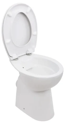 Calmwaters® Spülrandloses WC Komplettset Elements Wellness mit Toilettendeckel, erhöhtes Stand WC + 7 cm, abnehmbarer WC-Sitz mit Absenkautomatik & Schnellbefestigung, Tiefspüler, Weiß, 07AB3134