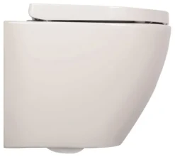 Calmwaters® Wand WC spülrandlos Weiß, mit WC-Sitz, Raumspar WC: 45 cm Ausladung, mit Absenkautomatik, Tiefspüler, Hänge WC, Wandmontage, Sanitärkeramik, 08AB6159