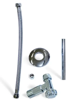 Calmwaters® Anschluss-Set für Spülkasten, Komplettset für rückseitigen Anschluss von Spülkästen, Wasserzulauf von hinten, Wandanschluss 1/2, Schlauchanschluss 3/8, Metall, Chrom, 30LC3185