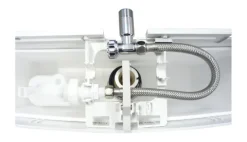 Calmwaters® Anschluss-Set für Spülkasten, Komplettset für rückseitigen Anschluss von Spülkästen, Wasserzulauf von hinten, Wandanschluss 1/2, Schlauchanschluss 3/8, Metall, Chrom, 30LC3185