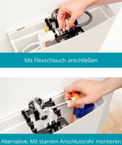 Calmwaters® Anschluss-Set für Spülkasten, Komplettset für rückseitigen Anschluss von Spülkästen, Wasserzulauf von hinten, Wandanschluss 1/2, Schlauchanschluss 3/8, Metall, Chrom, 30LC3185
