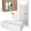 Calmwaters® Badewanne Komplettset 170x75 cm Modern Select, Acryl-Badewanne mit Wannenträger und Excenter-Ablaufgarnitur, Körperformbadewanne für Zwei, Rechteckbadewanne 170 x 75, Weiß, 99000157