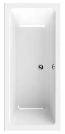 Calmwaters® Badewanne Komplettset 170x75 cm Modern Select, Acryl-Badewanne mit Wannenträger und Excenter-Ablaufgarnitur, Körperformbadewanne für Zwei, Rechteckbadewanne 170 x 75, Weiß, 99000157