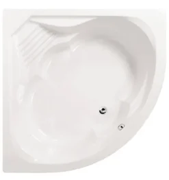 Calmwaters® Eckbadewanne Komplettset 150x150 cm Curved Wellness, Made in EU, 4in1 Acryl-Wanne mit Schürze, Wannenfüßen & Ablaufgarnitur, Duowanne mit integriertem Sitz, Eckwanne 150 x 150, Weiß