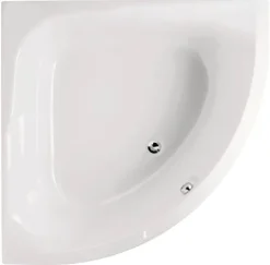 Calmwaters® Eckbadewanne Komplettset 120x120 cm mit Wannenträger & Ablaufgarnitur, Acrylwanne Modern Small 2, Duo-Badewanne für 2, Set Badewanne komplett, Eckwanne 120 x 120 cm, Weiß, 99000046
