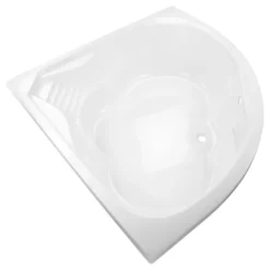 Calmwaters® Eckbadewanne Komplettset 150x150 cm mit Wannenträger, Acrylwanne Curved Wellness, Ab- & Überlaufgarnitur, Duowanne für 2, Sitzbadewanne, Set Sitz-Badewanne komplett, Weiß, 99000091