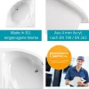 Calmwaters® Eckbadewanne 150x150 cm mit Sitz, Acrylwanne Curved Wellness, Duo-Badewanne für zwei Personen, Sitzbadewanne, Maße 150 x 150 cm, Eck-Badewanne in Weiß - 02SL3015