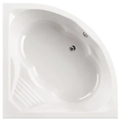 Calmwaters® Eckbadewanne 150x150 cm mit Sitz, Acrylwanne Curved Wellness, Duo-Badewanne für zwei Personen, Sitzbadewanne, Maße 150 x 150 cm, Eck-Badewanne in Weiß - 02SL3015
