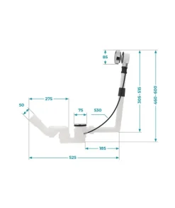 Calmwaters® Excenter-Ablaufgarnitur für Badewannen, Badewannengarnitur mit Überlauf und Excenterbedienung, Überlaufgarnitur für Rechteckwannen, Kunststoff, Chrom, Weiß, 31PM5074