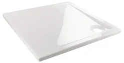 Calmwaters® Quadrat-Duschwanne Modern Select, eckige bodengleiche Brausewanne aus Acryl, 80 x 80 x 2,5 cm mit Ablaufloch in 90 mm, Duschtasse in Weiß, 01SL2983