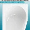 Calmwaters® Raumspar-Badewannen-Set 160x70 cm, Made in EU, mit Wannenträger & Ablaufgarnitur,, Acrylwanne Essential Small, platzsparende Wanne, Set Badewanne komplett, 160 x 70 cm, Weiß, 99000324