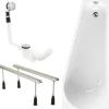 Calmwaters® Raumsparende Eckbadewanne 160x70 cm Essential Small, Made in EU, 3in1 Acryl-Badewanne mit Wannenfüßen & Ablaufgarnitur, platzsparende Badewanne linke Ausführung, 160 x 70 cm, Weiß, 99000322