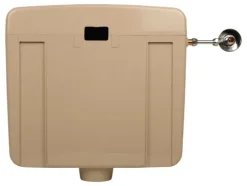 Calmwaters® Spülkasten Beige mit Spül-Stopp-Funktion, 6-9 Liter Spülmenge, Aufputzspülkasten WC schmal, flacher Spülkasten Elements, Aufputz-Montage, Start-Stopp-Taste, Beige-Bahamabeige, 29HB2716