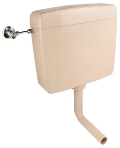 Calmwaters® Spülkasten Beige mit Spül-Stopp-Funktion, 6-9 Liter Spülmenge, Aufputzspülkasten WC schmal, flacher Spülkasten Elements, Aufputz-Montage, Start-Stopp-Taste, Beige-Bahamabeige, 29HB2716
