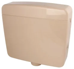 Calmwaters® Spülkasten Beige mit Spül-Stopp-Funktion, 6-9 Liter Spülmenge, Aufputzspülkasten WC schmal, flacher Spülkasten Elements, Aufputz-Montage, Start-Stopp-Taste, Beige-Bahamabeige, 29HB2716