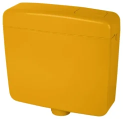 Calmwaters® Spülkasten Curry mit Spül-Stopp-Funktion, 6-9 Liter Spülmenge, Aufputzspülkasten WC schmal, flacher Spülkasten Elements, Aufputz-Montage, Start-Stopp-Taste, Curry-Gelb, 29HB2729