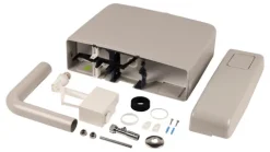 Calmwaters® Spülkasten Grau mit Spül-Stopp-Funktion, 6-9 Liter Spülmenge, Aufputzspülkasten WC schmal, flacher Spülkasten Elements, Aufputz-Montage, Start-Stopp-Taste, Manhattan-Grau, 29HB2717