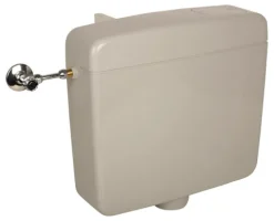 Calmwaters® Spülkasten Grau mit Spül-Stopp-Funktion, 6-9 Liter Spülmenge, Aufputzspülkasten WC schmal, flacher Spülkasten Elements, Aufputz-Montage, Start-Stopp-Taste, Manhattan-Grau, 29HB2717
