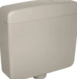 Calmwaters® Spülkasten Grau mit Spül-Stopp-Funktion, 6-9 Liter Spülmenge, Aufputzspülkasten WC schmal, flacher Spülkasten Elements, Aufputz-Montage, Start-Stopp-Taste, Manhattan-Grau, 29HB2717