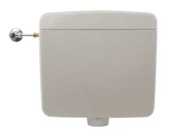 Calmwaters® Spülkasten Grau mit Spül-Stopp-Funktion, 6-9 Liter Spülmenge, Aufputzspülkasten WC schmal, flacher Spülkasten Elements, Aufputz-Montage, Start-Stopp-Taste, Manhattan-Grau, 29HB2717