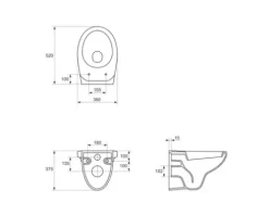 Cersanit Wand-WC DELFI Tiefspüler mit Spülrand weiß glänzend ohne WC-Sitz CCHZ1000030936