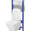 Cersanit Wand-WC Set City Square Tiefspüler ohne Spülrand weiß glänzend mit WC-Sitz, Vorwandelement pneumatisch SZWZ1008566282