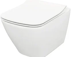 Cersanit Wand-WC Set City Square Tiefspüler ohne Spülrand weiß glänzend mit WC-Sitz, Vorwandelement pneumatisch SZWZ1008566282
