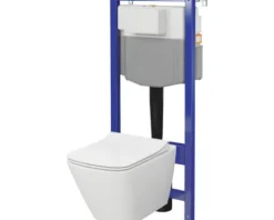Cersanit Wand-WC Set City Square Tiefspüler ohne Spülrand weiß glänzend mit WC-Sitz, Vorwandelement mechanisch SZWZ1008556282